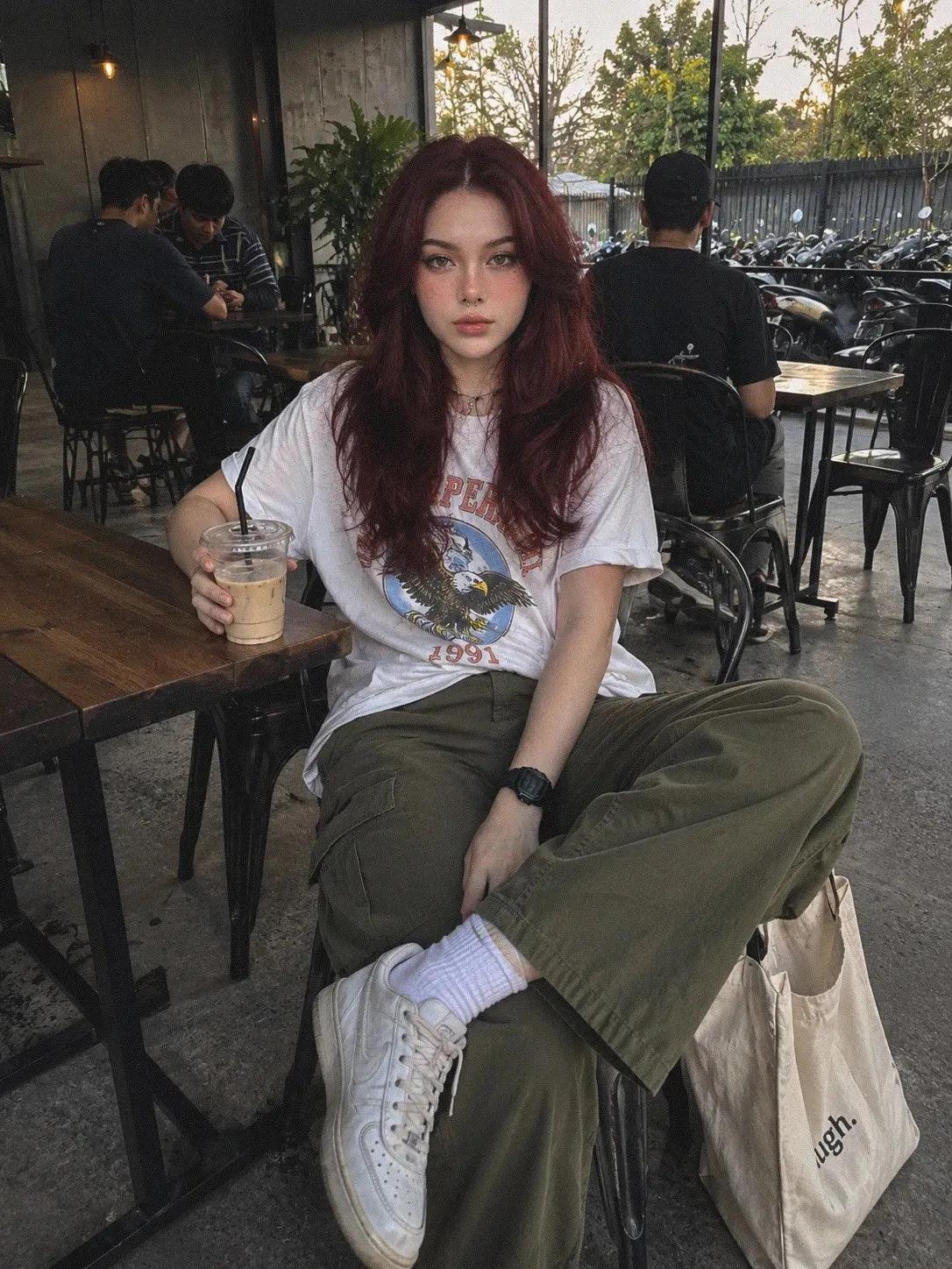 Casual full-body portrait at a Gen Z Indonesian coffee shop - Image prompt preview