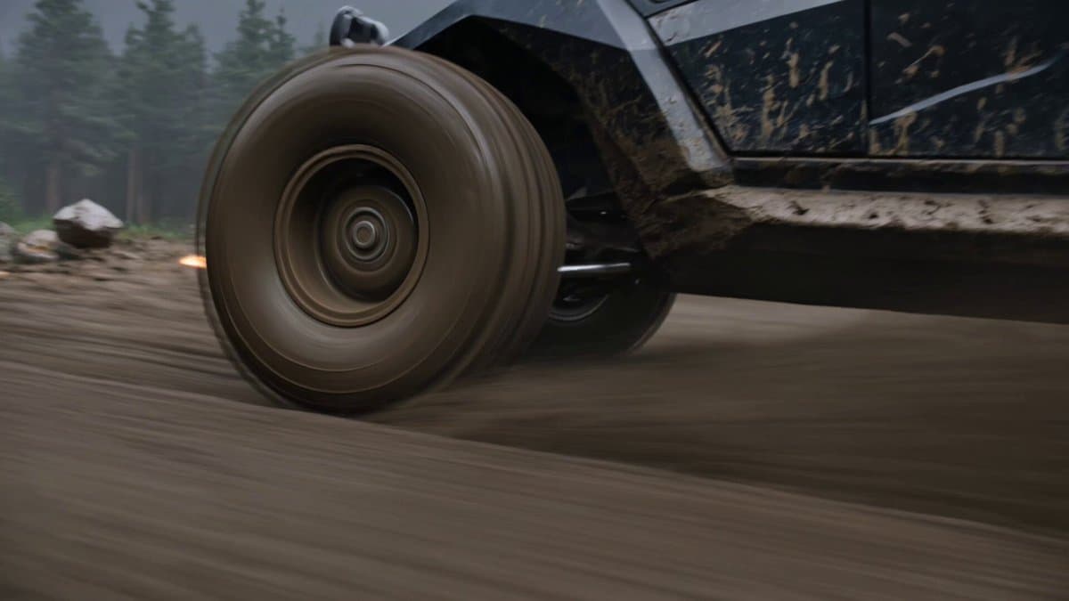 A hyper-realistic, dynamic action shot of a futuristic, armored buggy rac...