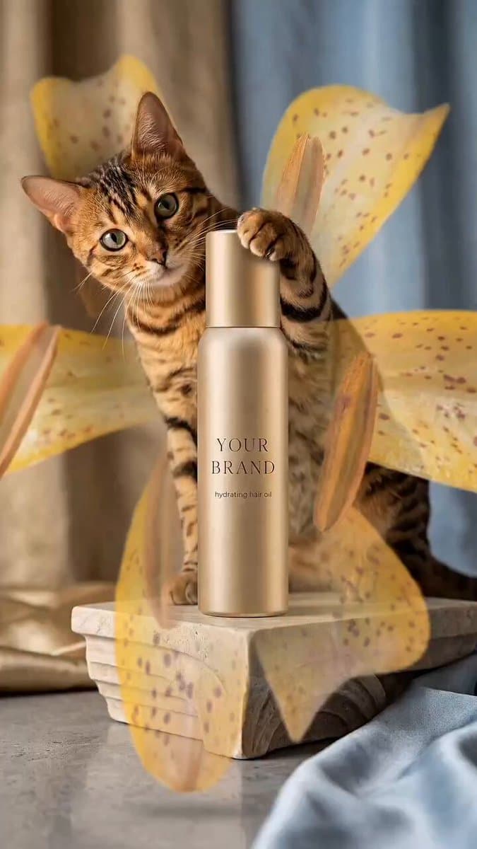 A luxury beauty commercial for a hydrating hair oil, shot with a DSLR 85m...