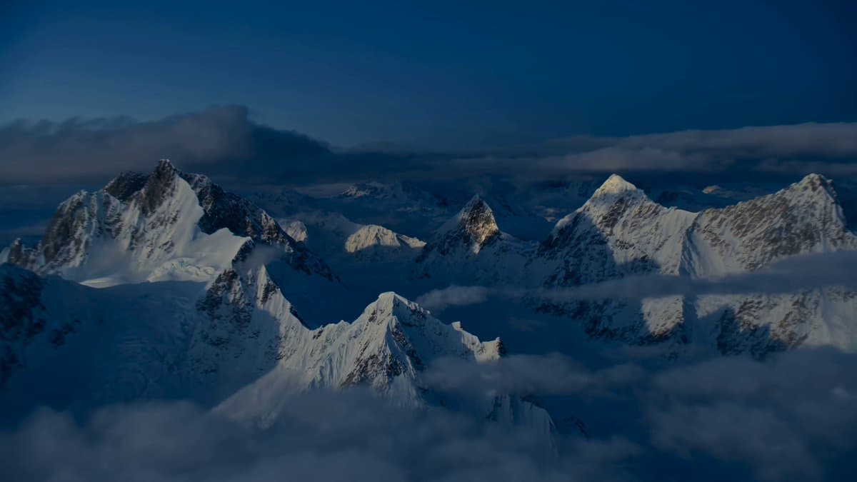 cinematic mountain rescue video, captured entirely in one single continuo...