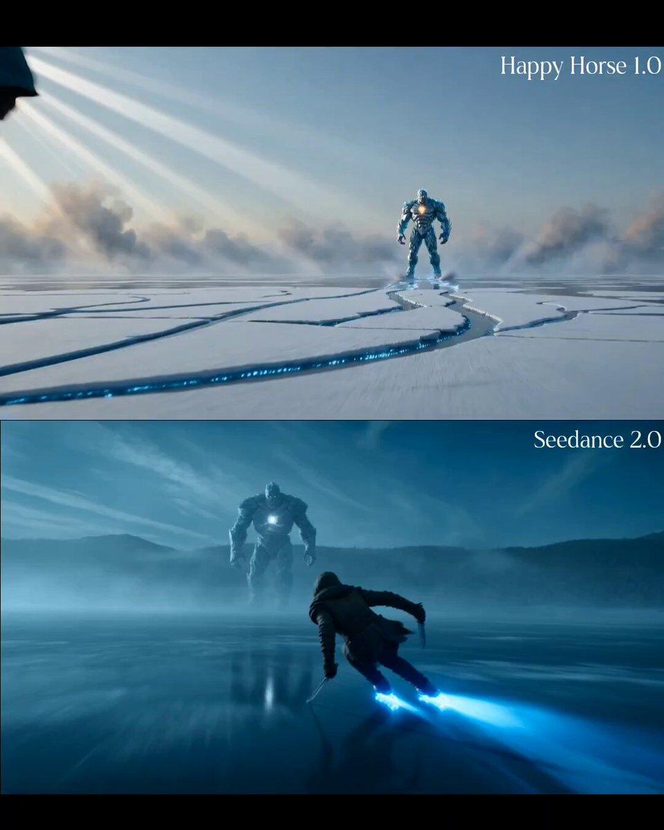A hooded fighter glides on enchanted ice skates across a vast https://t.c...