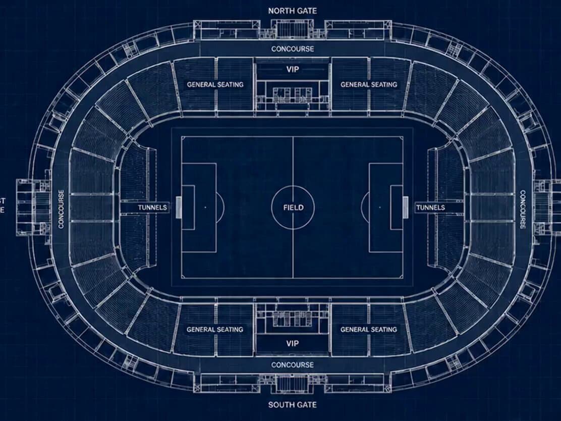 Time-lapse of the building of a stadium