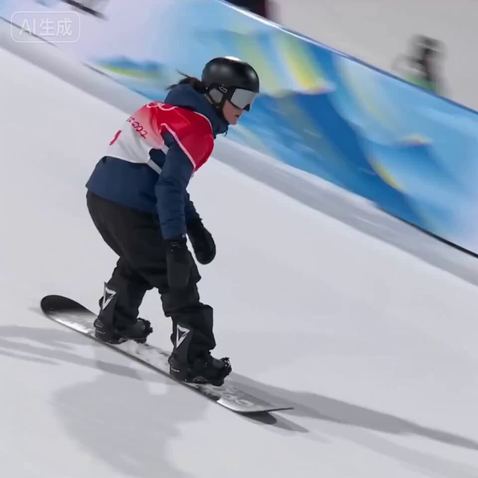 photorealistic shot of the women's snowboard big air competition at the o...