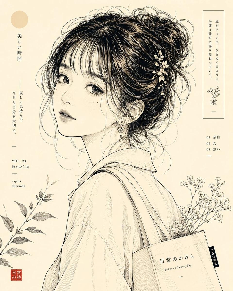 Transform the person in the photo into Contemporary Japanese line-art ill...