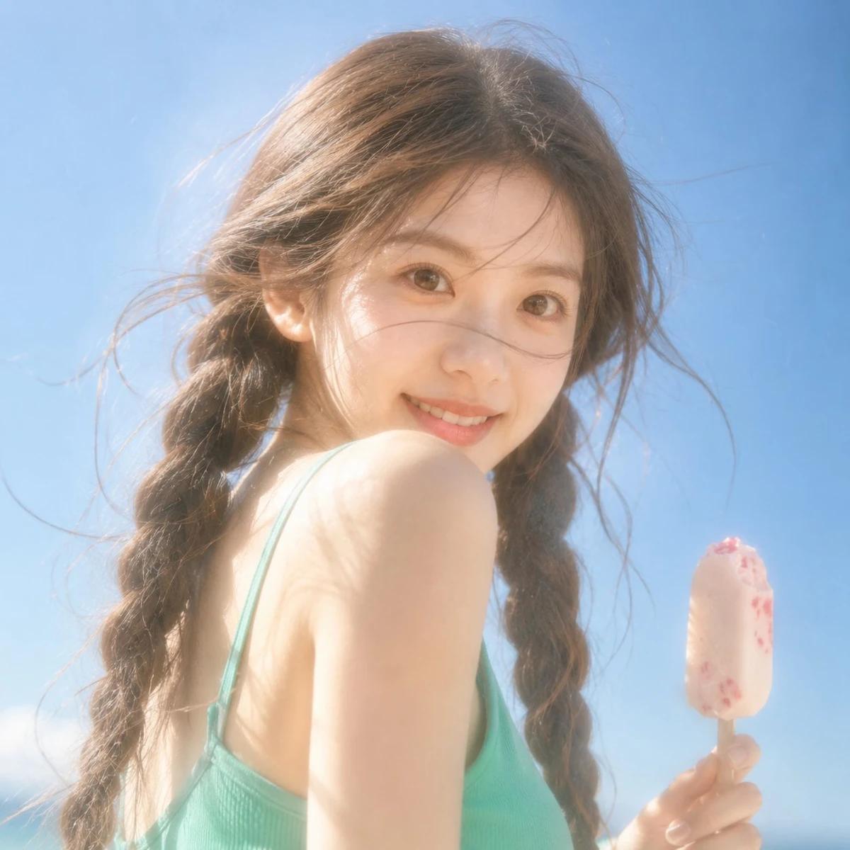 Dreamy summer soft-focus portrait, with that breezy coming-of-age film vibe