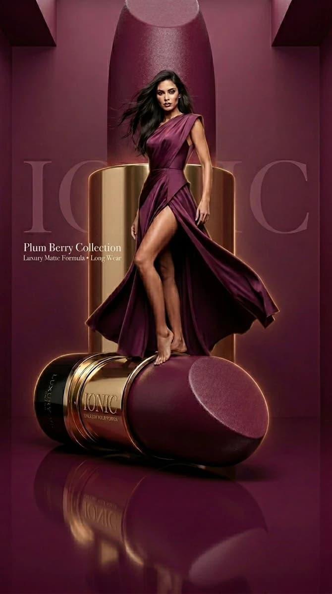 Ultra-luxury avant-garde beauty campaign, oversized sculptural lipstick a...