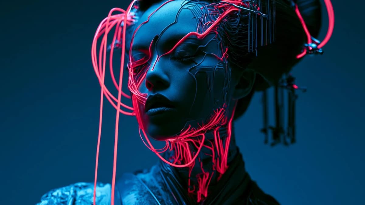 Midjourney Prompt: "Monochromatic Subject + Neon Force Field Incision