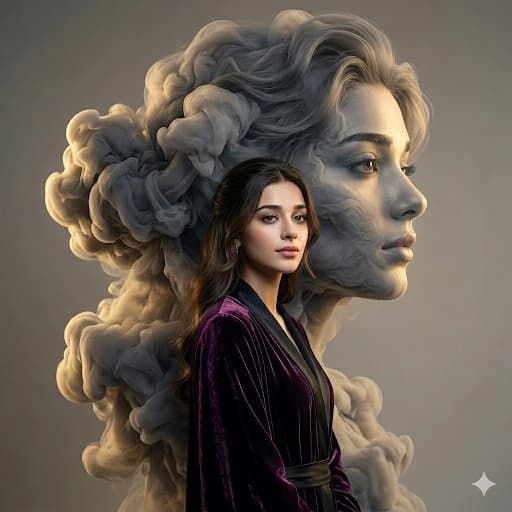 A breathtaking fashion portrait featuring the uploaded face perfectly pre...