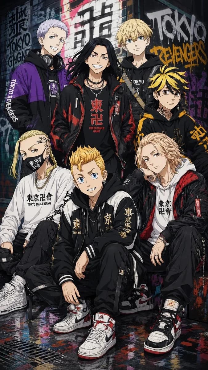 Epic anime crossover squad portrait, inspired by modern shonen anime aest...