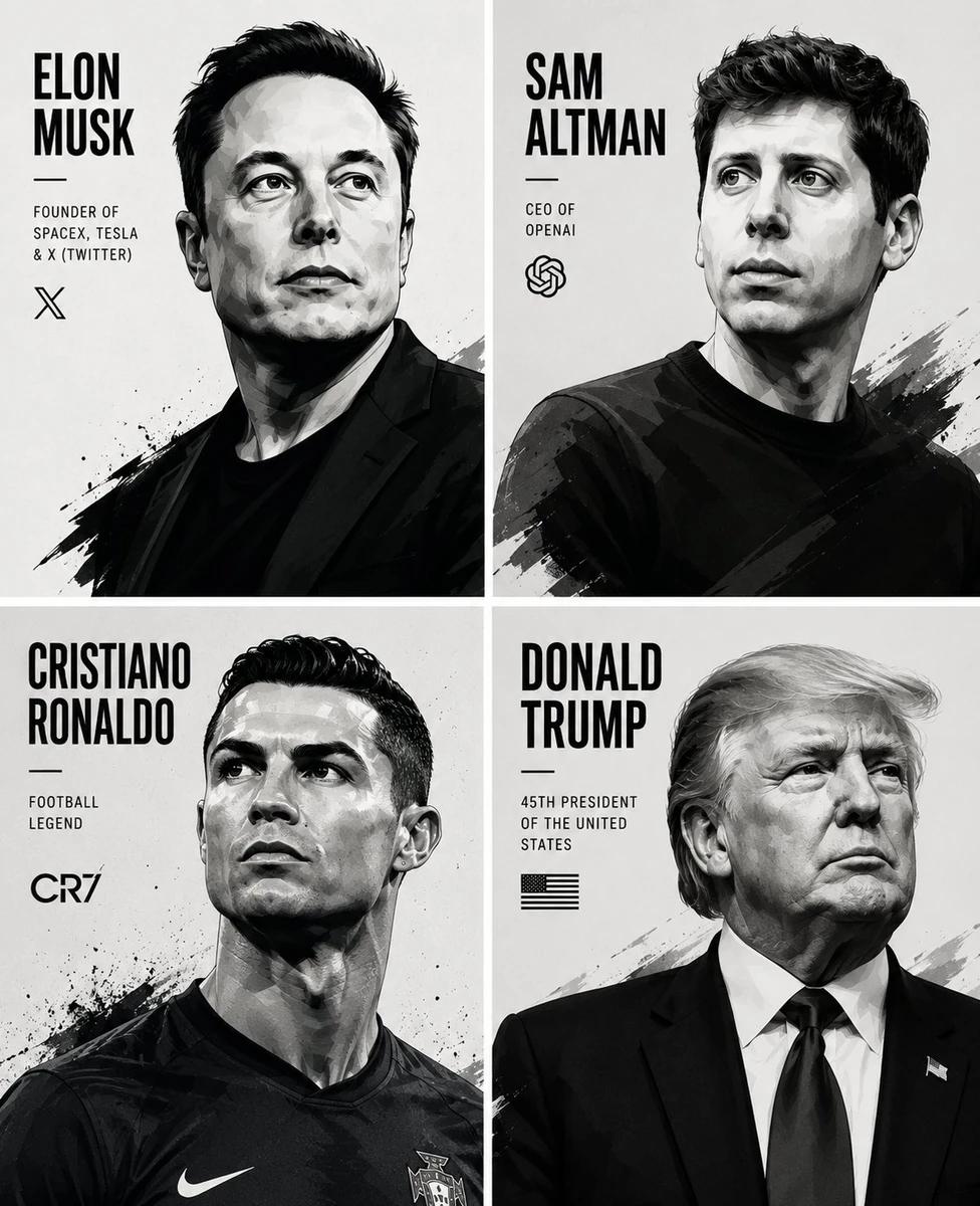 Top Left: Elon Musk