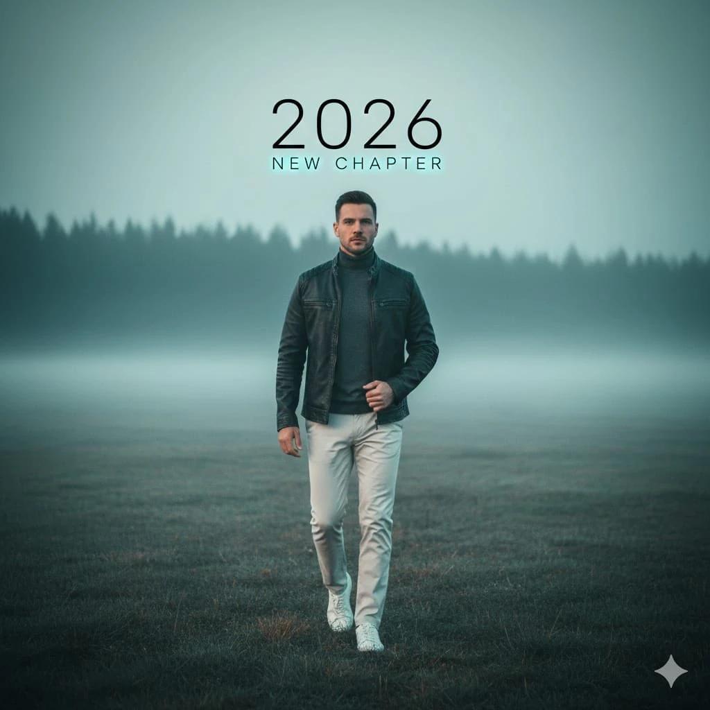 Ultra-realistic cinematic portrait — vertical frame — of a confident man...