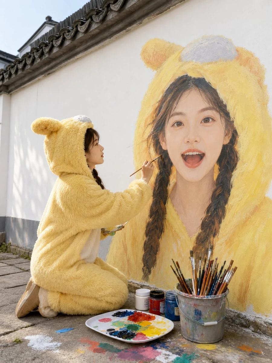 Upload one portrait, and turn it into this cute mural-style photo