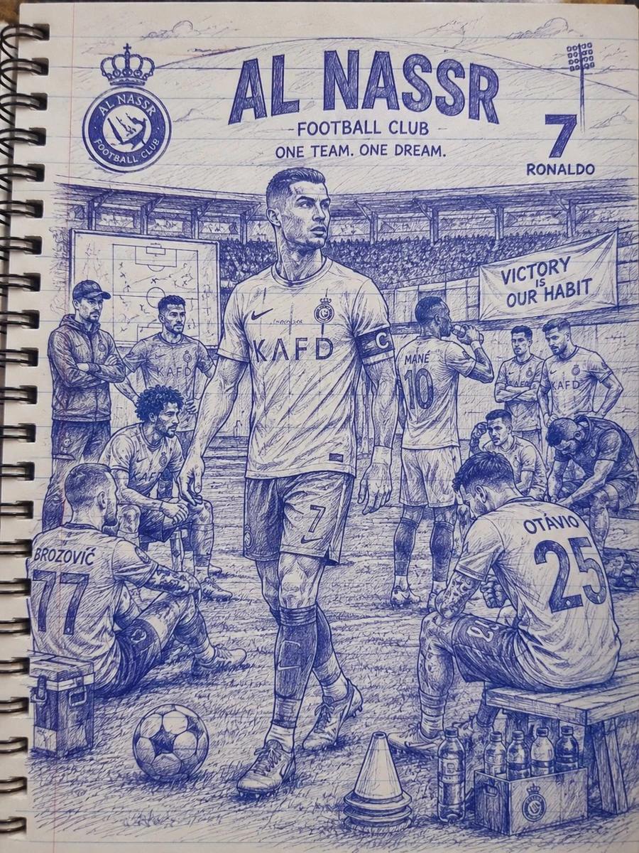 A highly detailed monochrome blue ballpoint pen sketch illustration on a...