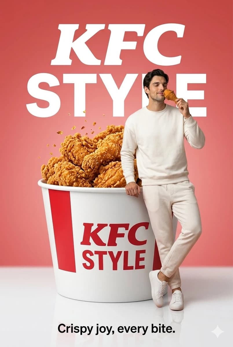 A surreal, high-end studio advertisement featuring an oversized crispy fr...