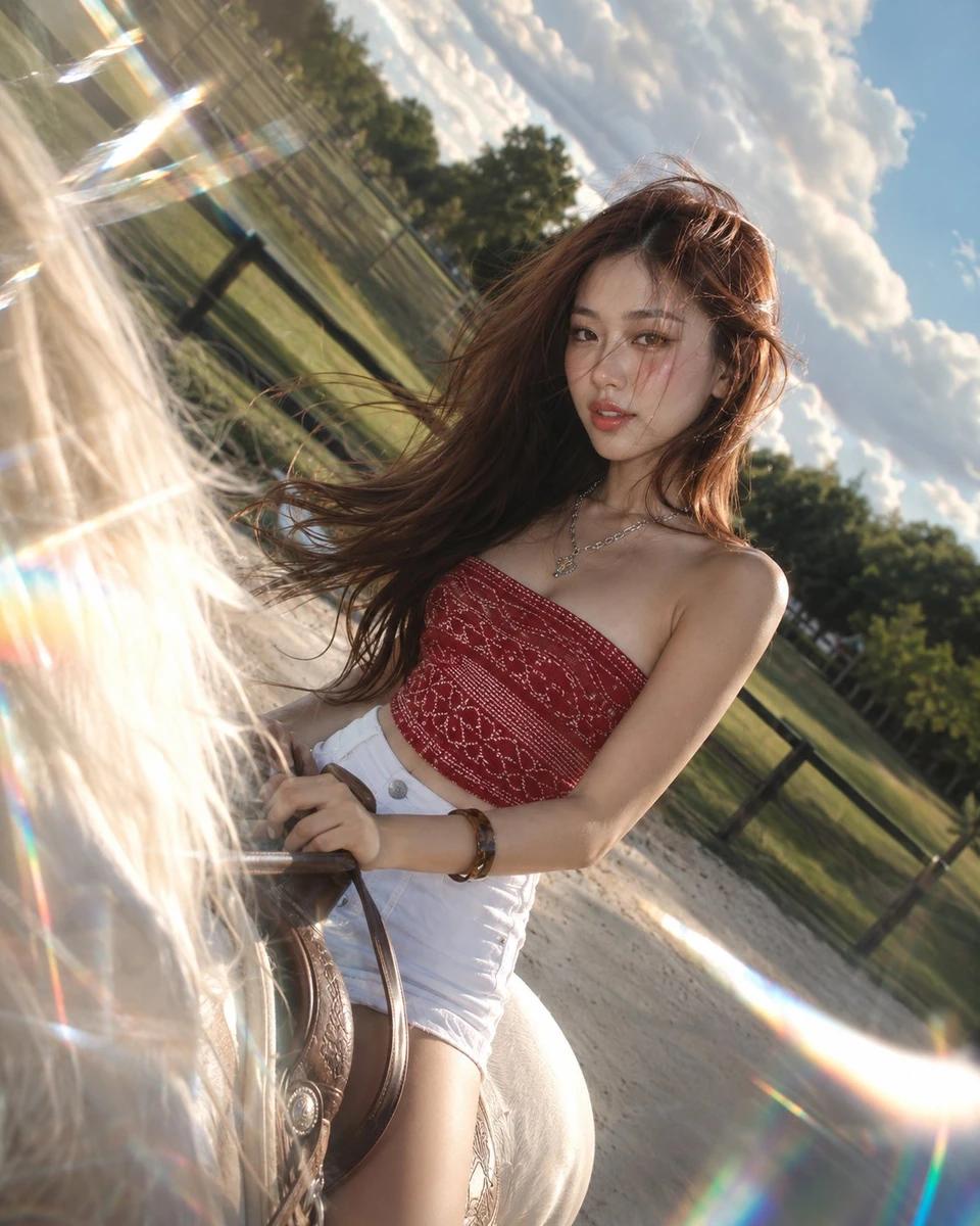 An ultra-realistic, high-end lifestyle portrait of a beautiful young woma...