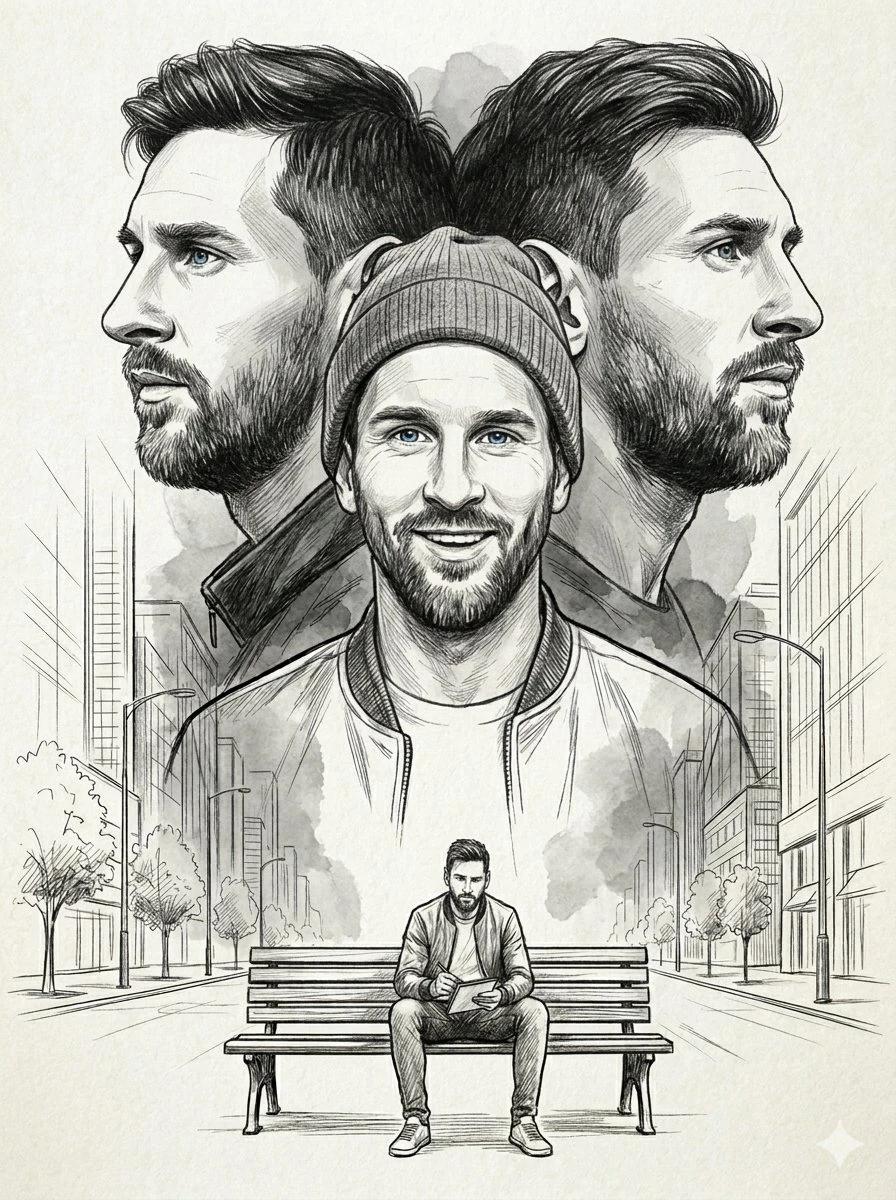 Ultra-detailed monochrome pencil sketch illustration featuring a charisma...