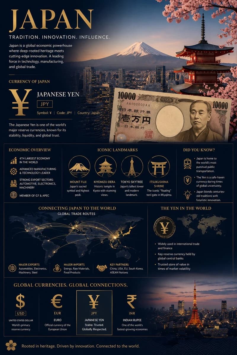 “Ultra-detailed infographic poster about Japan’s global economy and cultu...