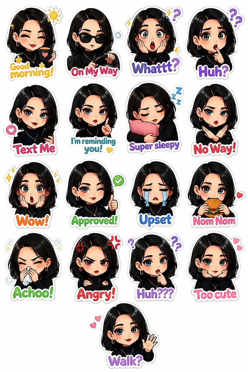 Use my photograph to create a cute illustrated chibi sticker-pack.