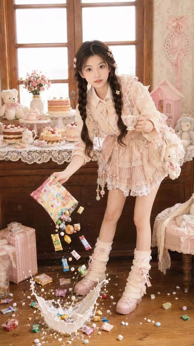 Candy tea party portrait — upload your portrait and turn it into this pas...