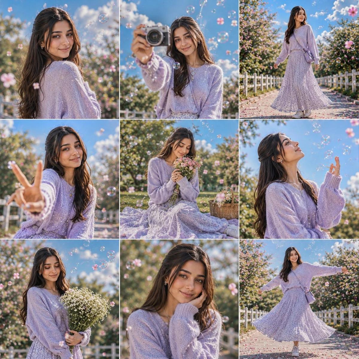 A vibrant 3ร3 grid photo collage containing nine completely unique and ex...