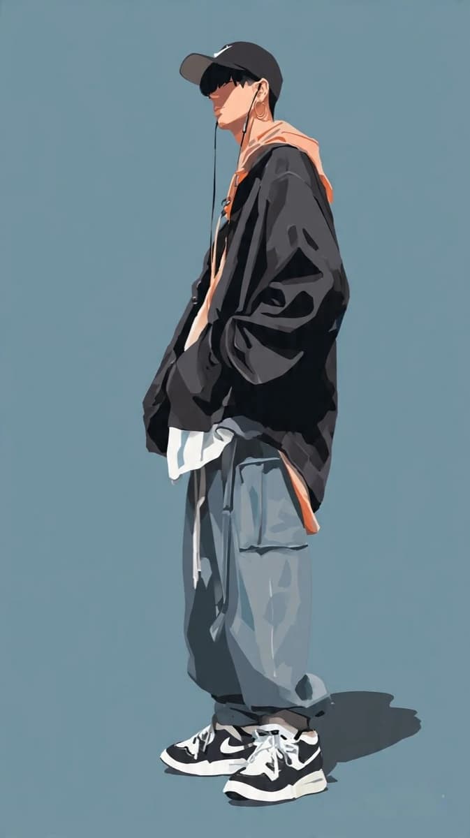 character from Midjourney prompt: make a sheet character modern Japanese...