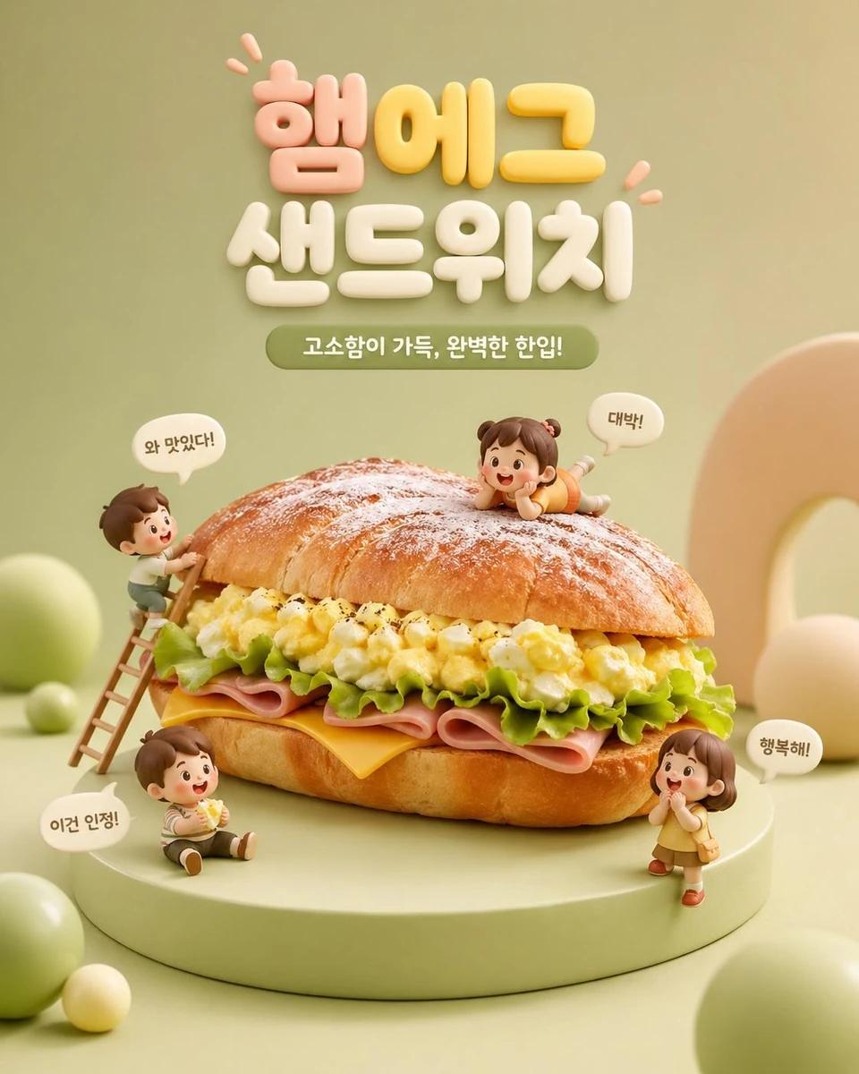 Adorable 3D food advertisement scene featuring a delicious oversized sand...