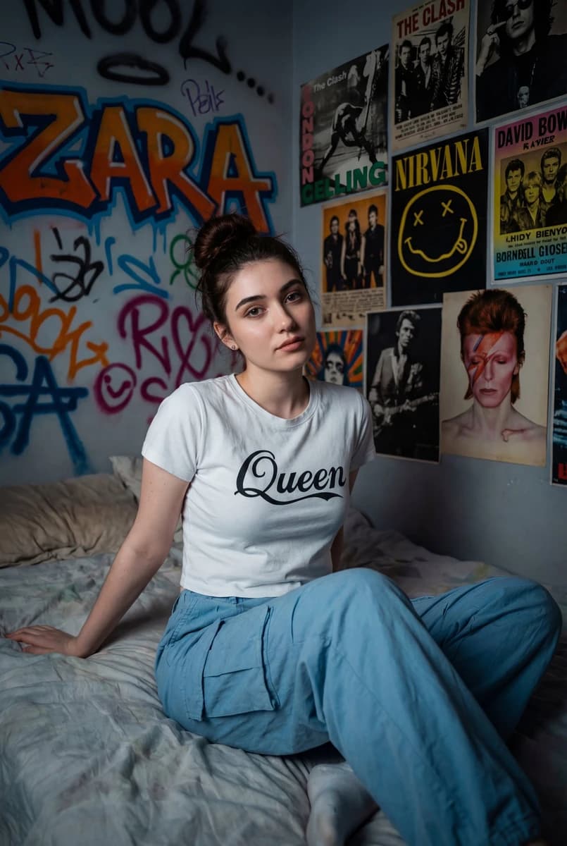 A high-quality, cinematic medium close portrait of a me sitting on a mess...