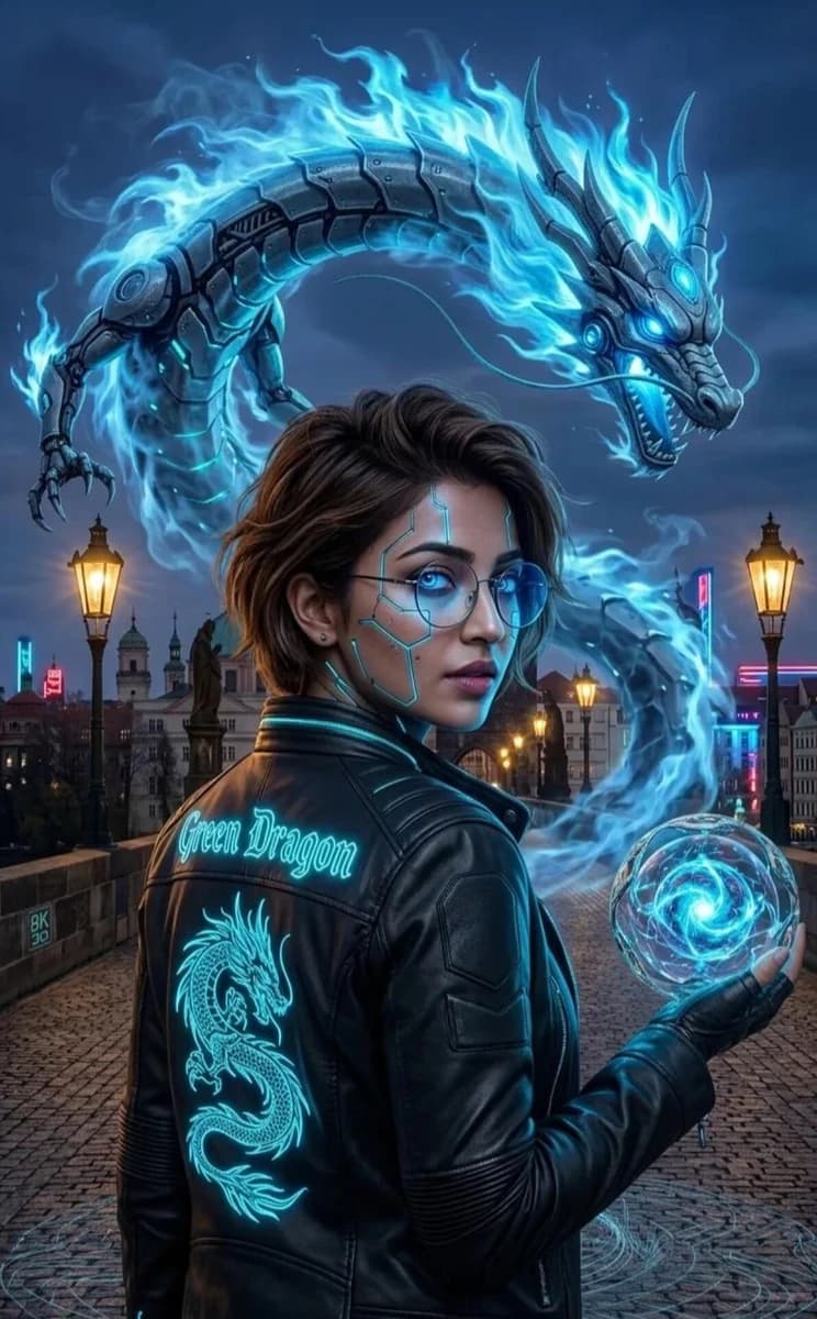 A hyper-realistic, cinematic 8K portrait of a futuristic cyberpunk girl w...