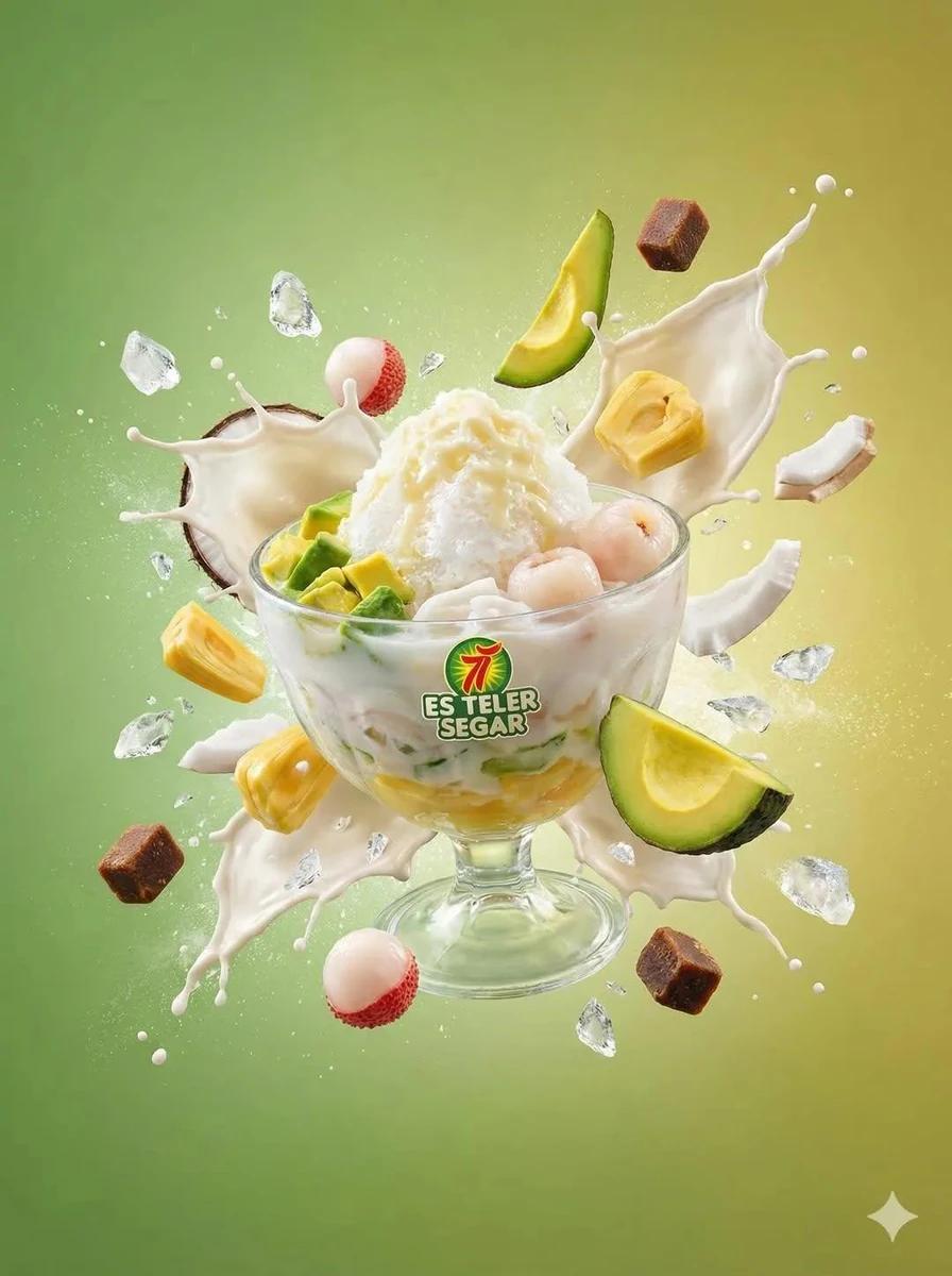 Ultra-realistic tropical dessert product photography of a glass bowl fill...
