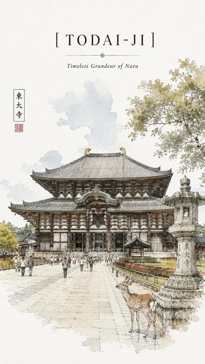 Minimalist ultra-high-resolution travel sketch poster of Kinkaku-ji, on c...