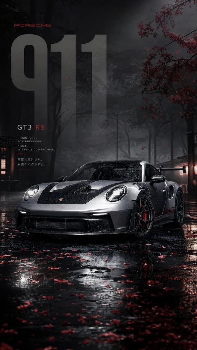 Ultra-realistic cinematic wallpaper poster, dark moody street-racer aesth...