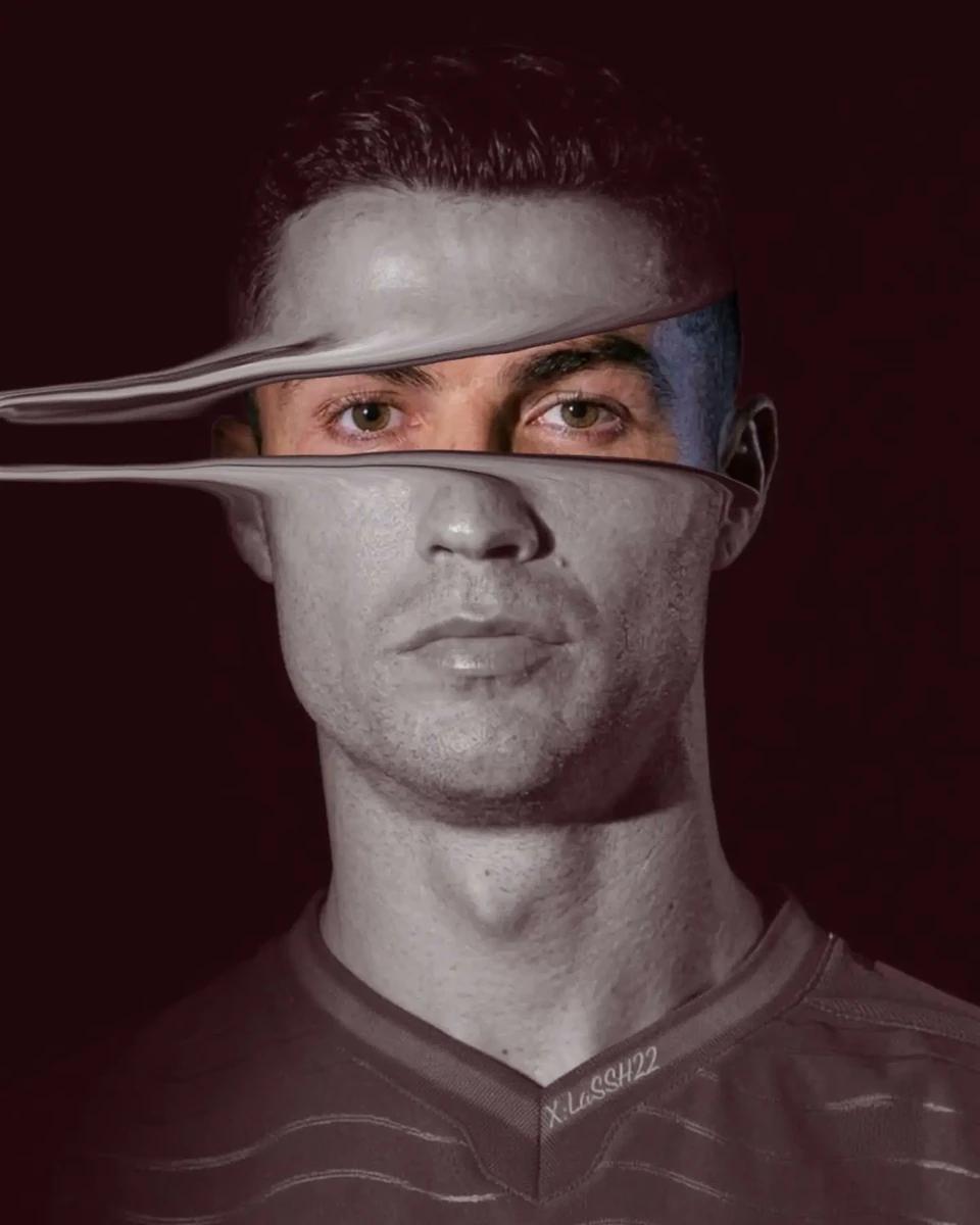 Ultra-minimalist surreal football portrait of a professional player again...
