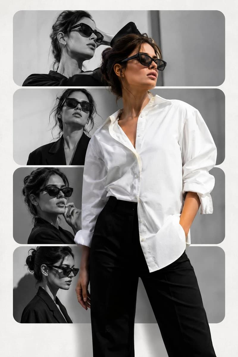 MODERN EDITORIAL COLLAGE POSTER DESIGN. CLEAN MINIMALIST FASHION COMPOSIT...