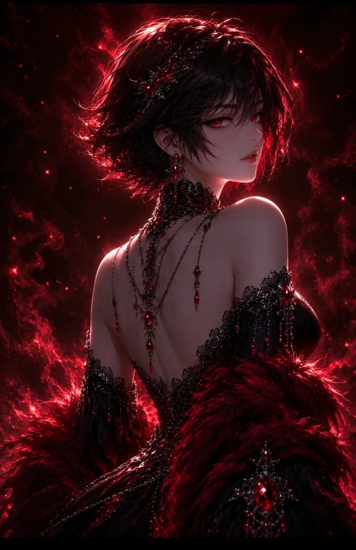 Ultra Detailed Dark Fantasy Anime Women with Luxury Gothic Aesthetics and...