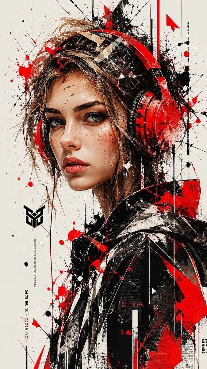 A high-detail digital painting of a young woman wearing large, vibrant r...