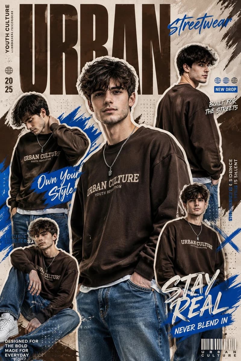 URBAN STREETWEAR COLLAGE FASHION POSTER SYSTEM