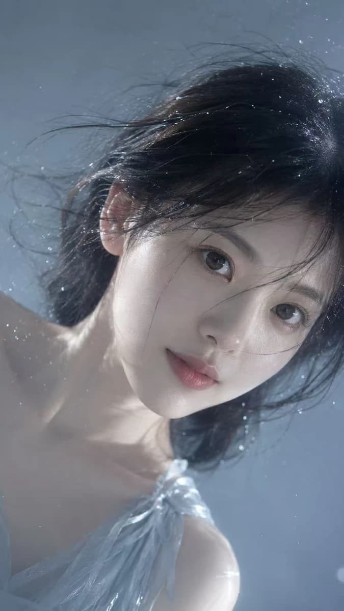 Underwater-style cinematic portrait.