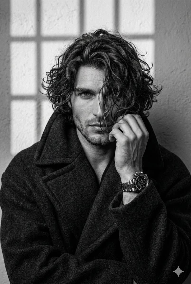 A Black And White Aesthetic Close-upPortrait Of A Stylish Person, Photogr...