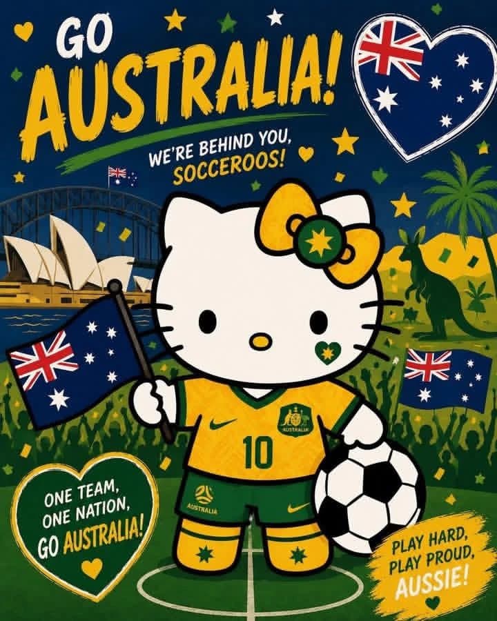 Cute, colorful cartoon illustration of Hello Kitty dressed as a passionat...
