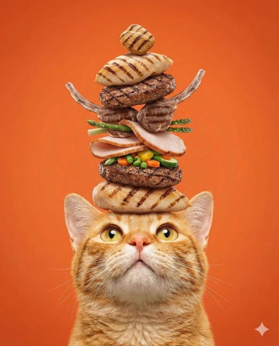 Ultra-realistic studio photograph of an orange tabby cat, centered compos...