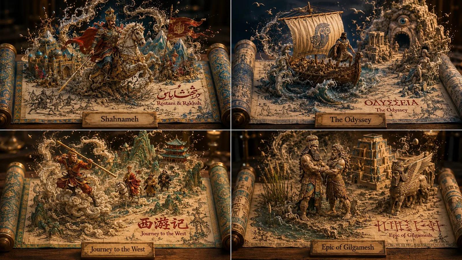 2x2 grd, 16:9, do this for shahnameh and 3 other public space non copyrig...