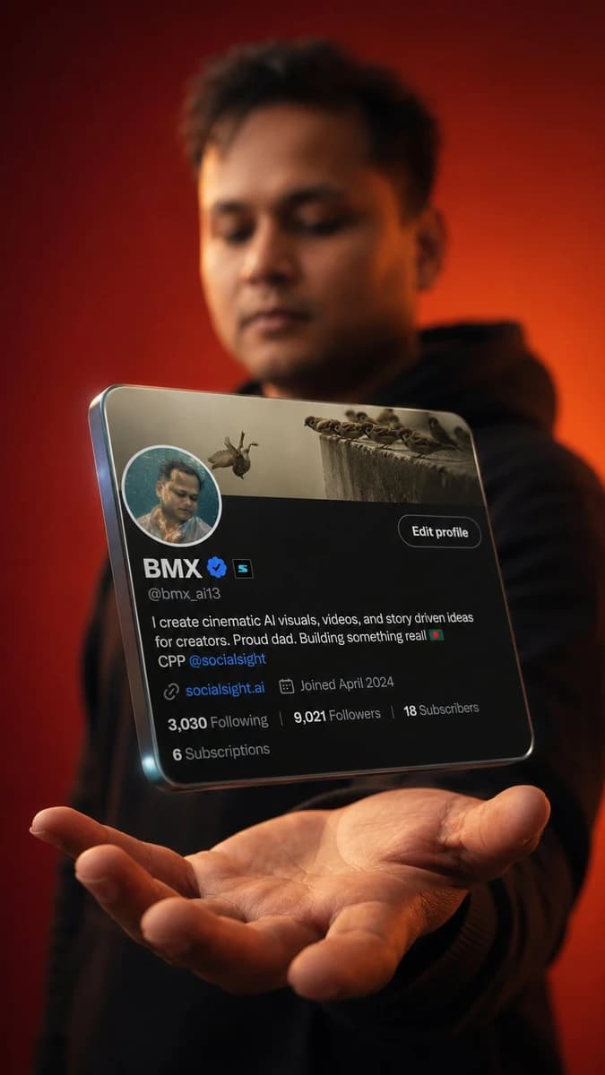 Use the uploaded X Handle screenshot as the exact card content reference.