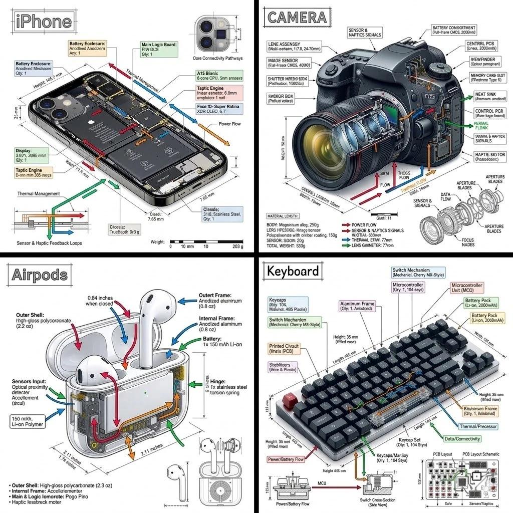 Ultra-detailed technical engineering infographic, clean white background,...