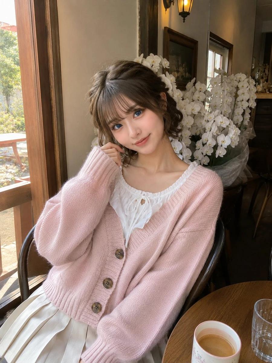 Photorealistic candid smartphone snapshot of a cute young woman with shor...