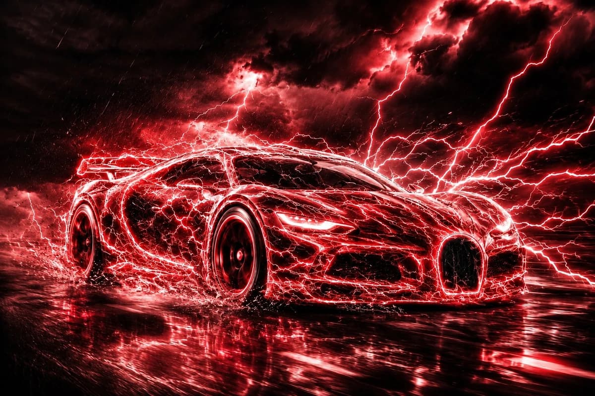 Sports Car Made of Lightning