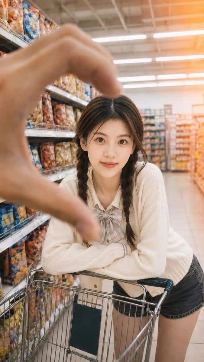 Turned a simple supermarket aisle into a cinematic little crush moment