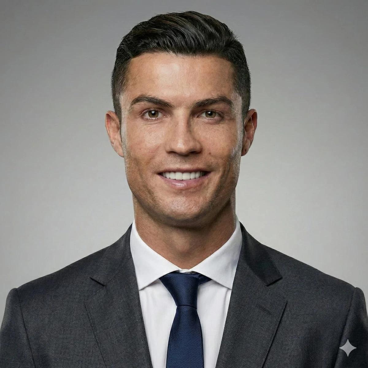 A realistic studio portrait of a handsome adult man/woman with short, nea...