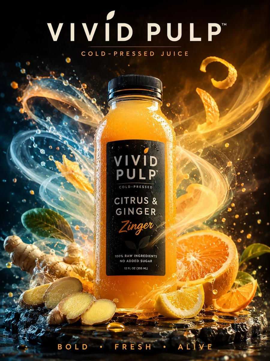 Citrus drink poster with aura field
