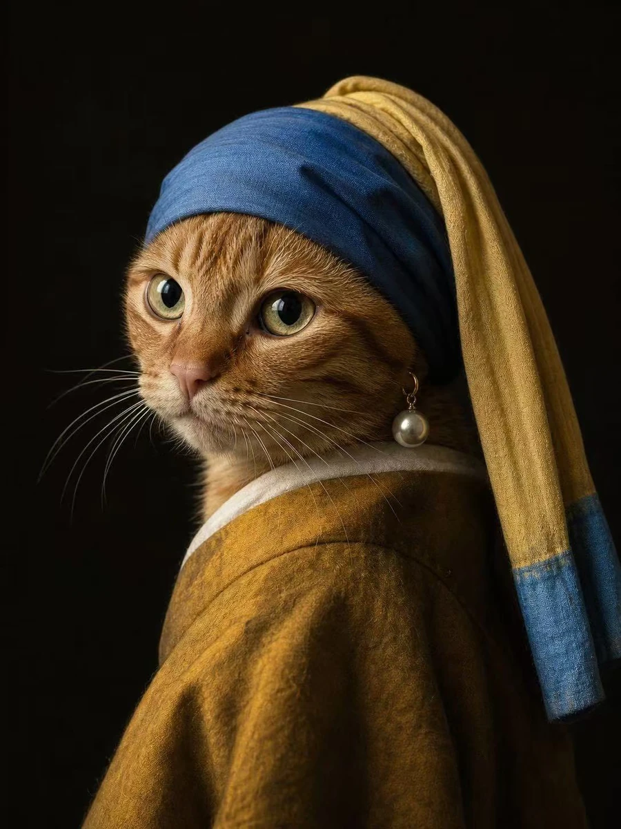 Highly realistic photographic portrait of an orange tabby cat