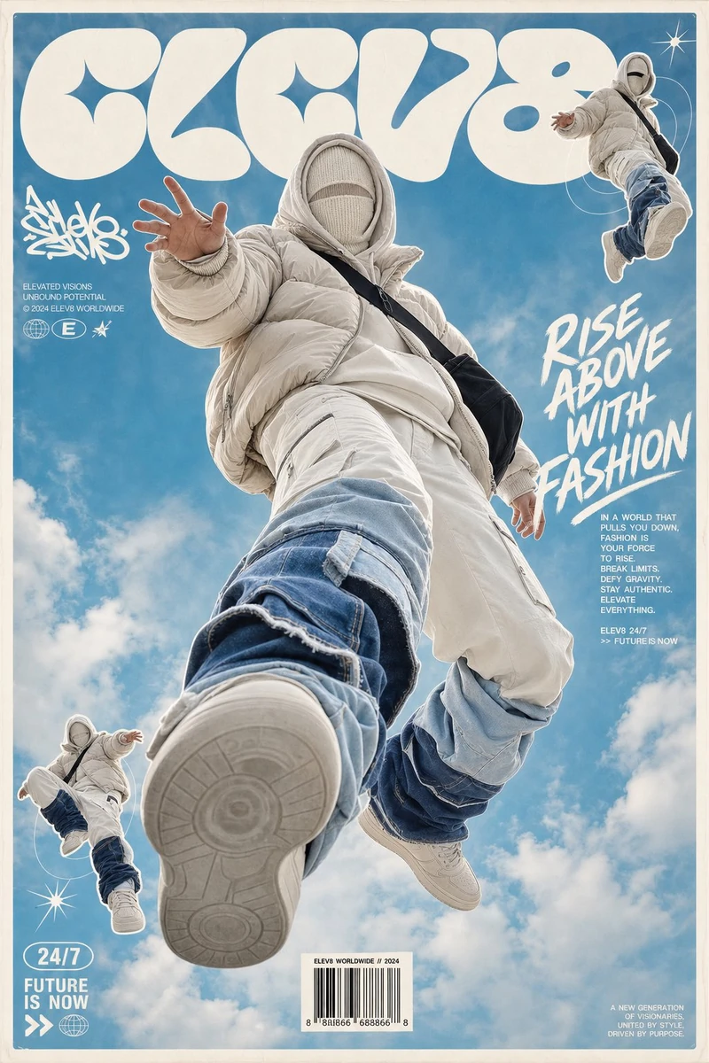 High-end futuristic streetwear fashion poster